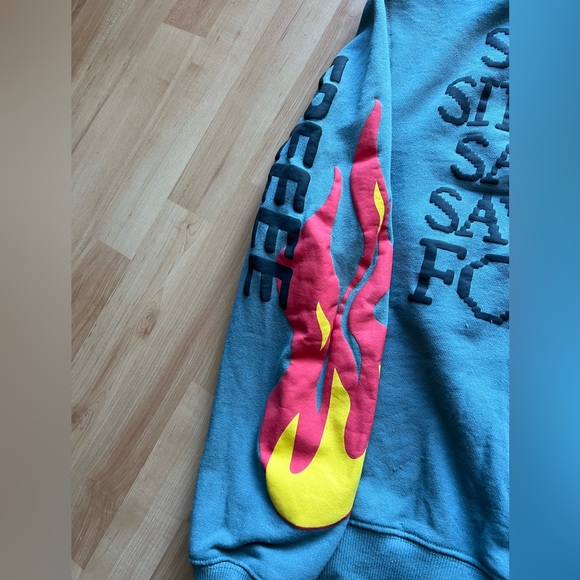 kids see ghosts streetwear brand printed teal crew neck long sleeve sweater - Picture 4 of 7